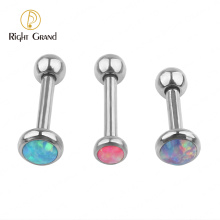 Titanium Internally Thread Bezel Set Opal Ear Tragus Piercing Jewelry